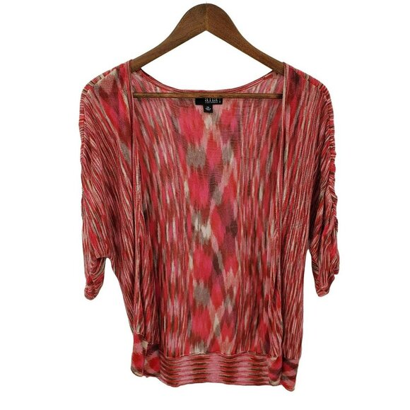 Womens Knit Cardigan Sweater Size PM Red 3/4 Sleeve Lightweight Casual a.n.a - Picture 3 of 12